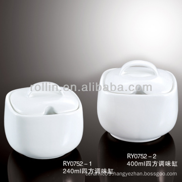 Houseware white fine ceramic sauce jar, saucer pot, chilli basin with cover